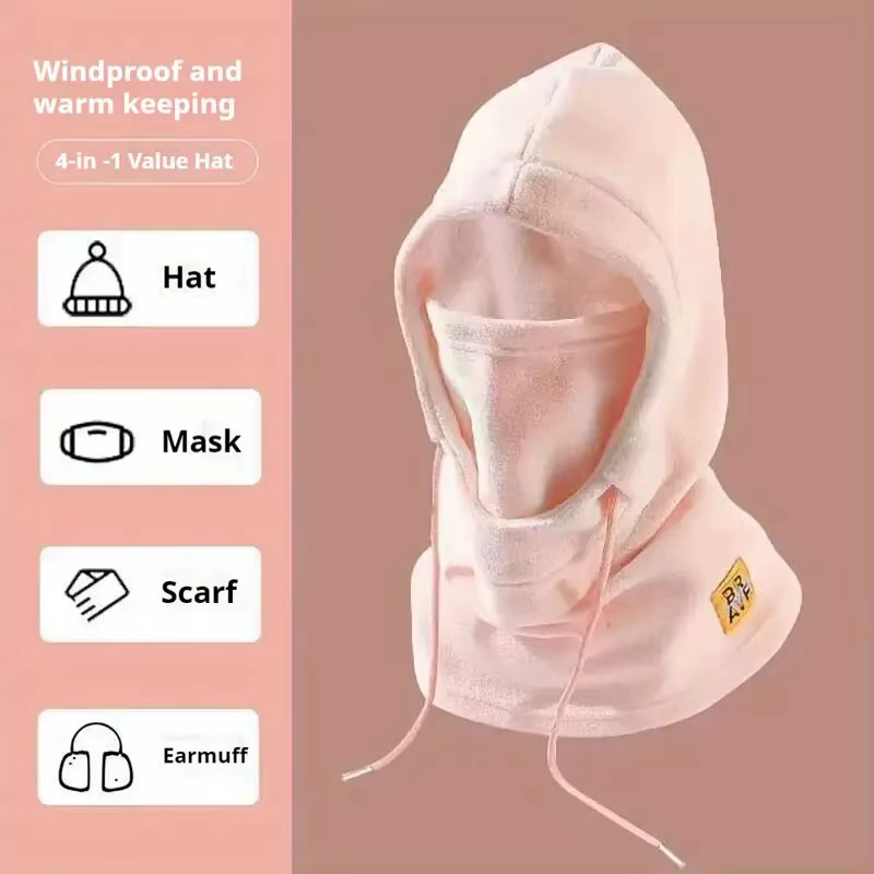 Chapeau d'hiver chaud avec masque et cache-cou 3-en-1, cagoule coupe-vent pour hommes et femmes, cha