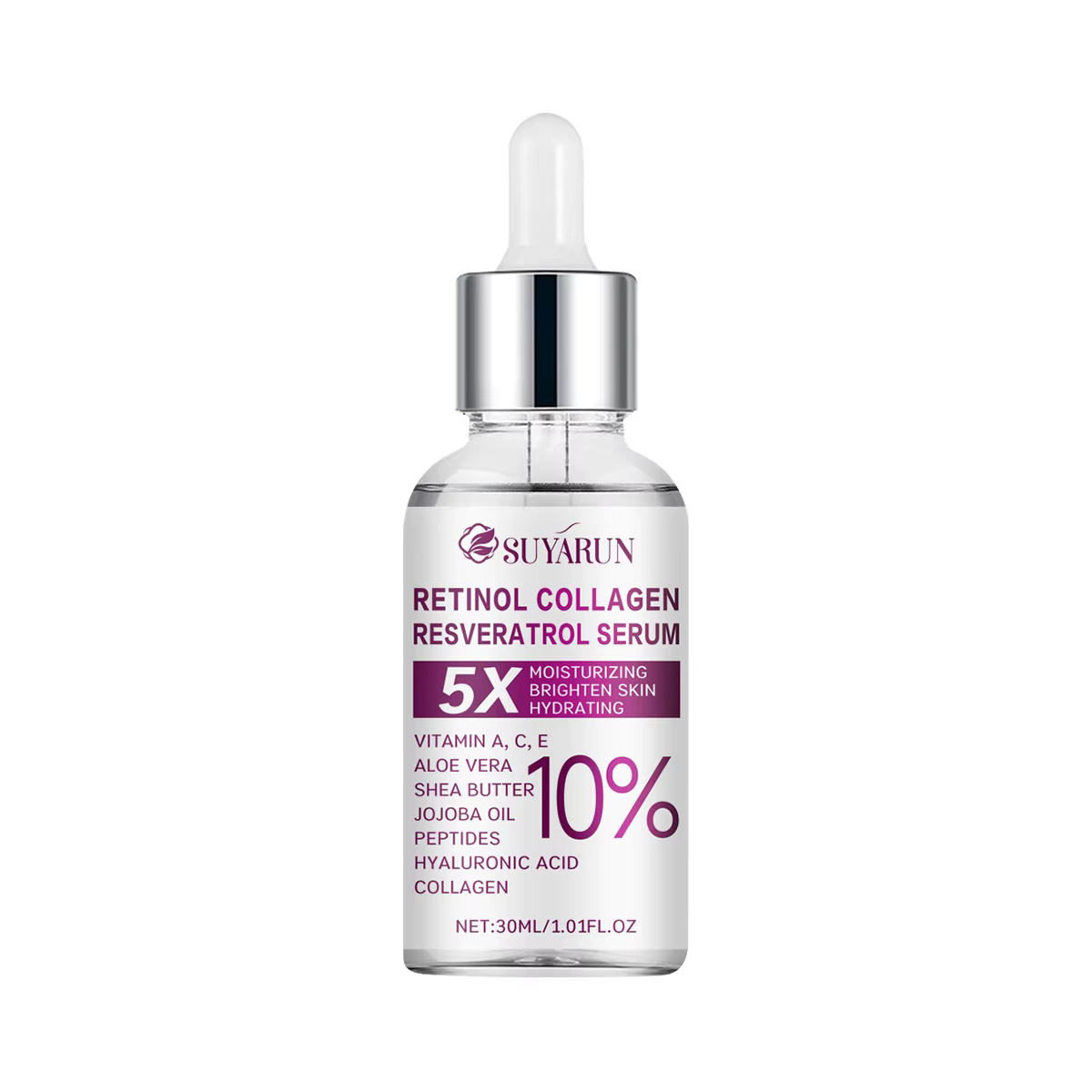 SUYARUN Sérum visage Rétinol Resveratrol, hydratant éclaircissant biologique, réduit les rides et le