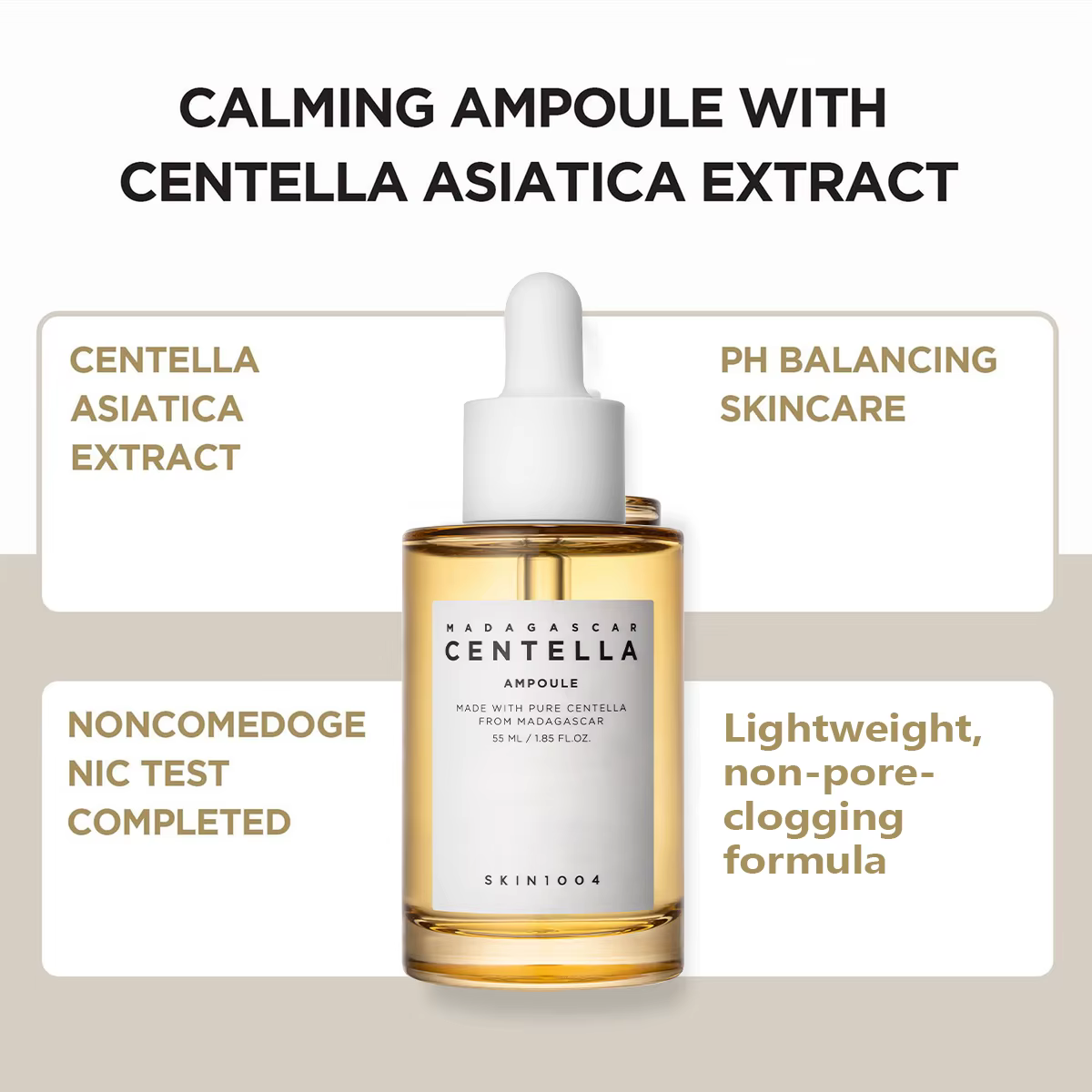 SKIN1004 Ampoule à la Centella de Madagascar 55ml, apaisante et rafraîchissante Lissage des tons r