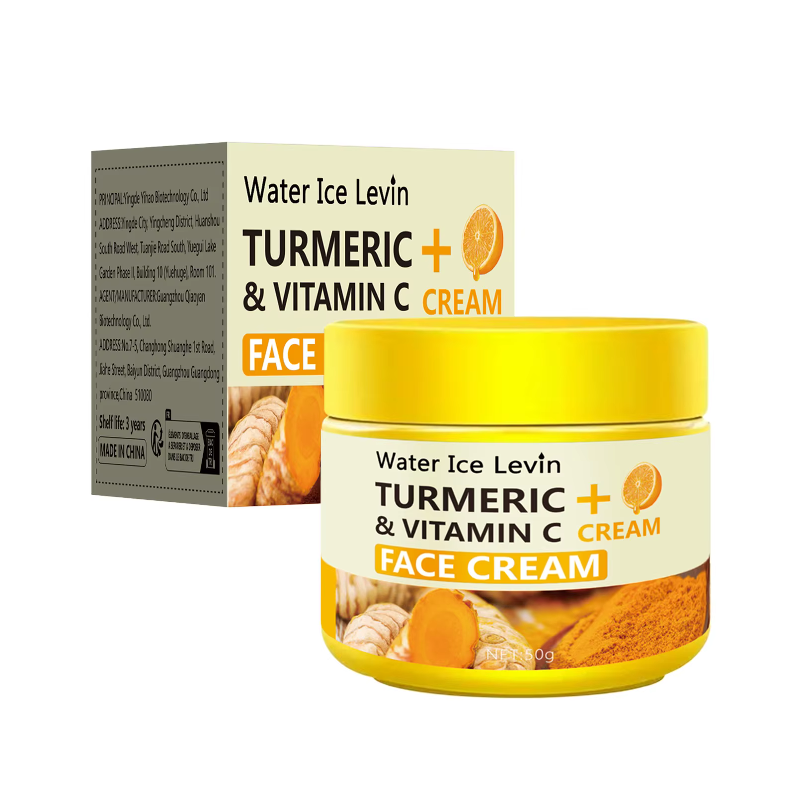 Crème Anti-âge au curcuma et à la vitamine C, hydratante, Anti-rides, collagène, acide hyaluronique,