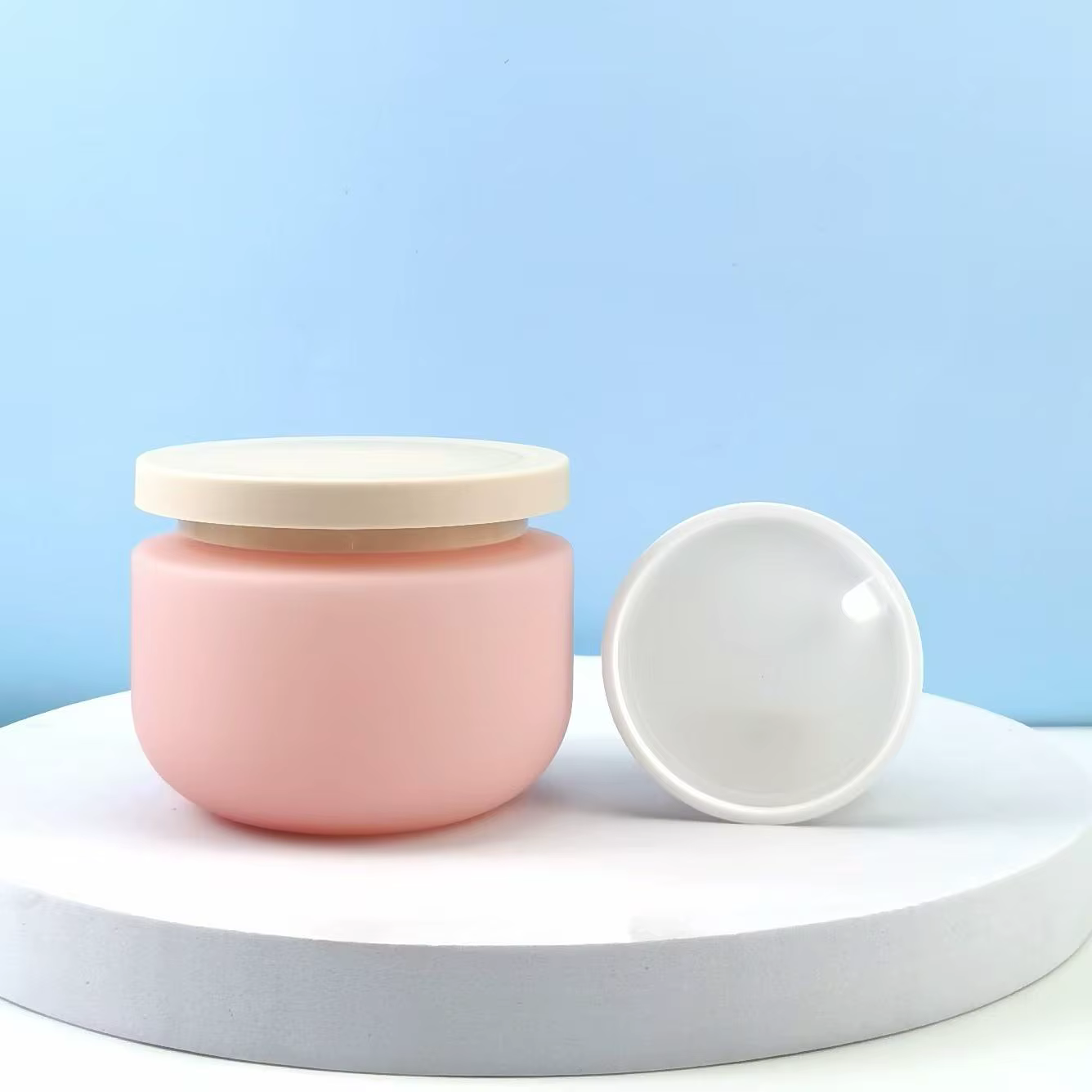 Pot de crème rose rechargeable de 250g, bouteille pour Lotion pour le corps, gommage, masque capilla
