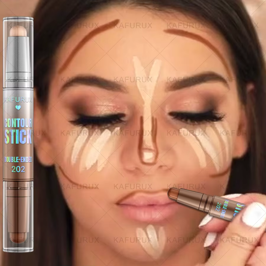 1pc Stick de contour double embout, fond de teint, correcteur imperméable, anti-cernes, correcteur d