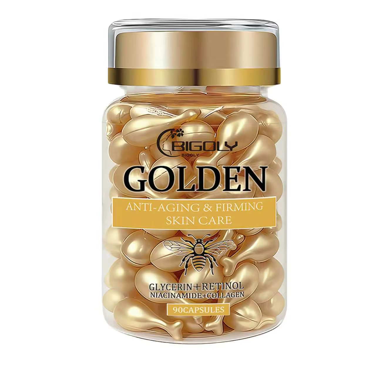 Capsules d'essence de soin de la peau Golden Skin Care, Glycérine, Rétinol, Collagène, Soin raffermi