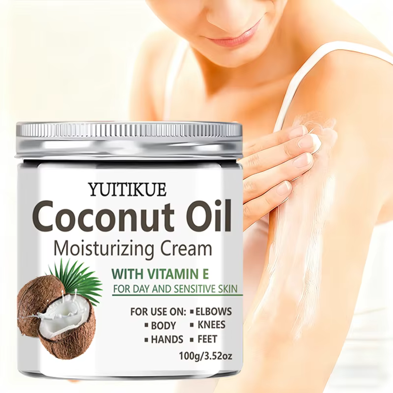 YUITIKUE Crème hydratante à l'huile de noix de coco légère et non collante, hydratation 24H pour le 