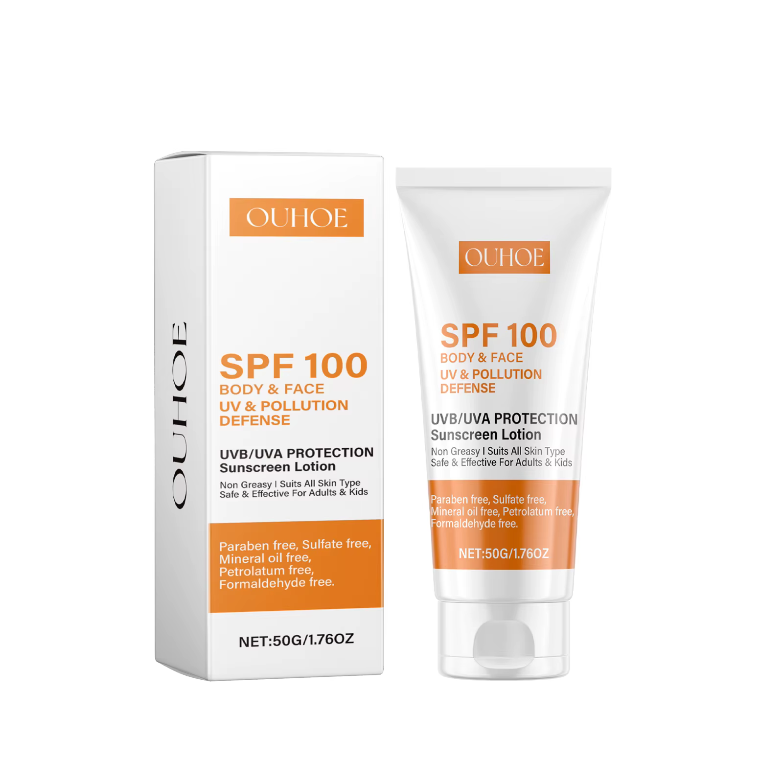 Ouhoe crème solaire corps et visage SPF 100 Protection UVA UVB bloqueur Non gras défense quotidienne