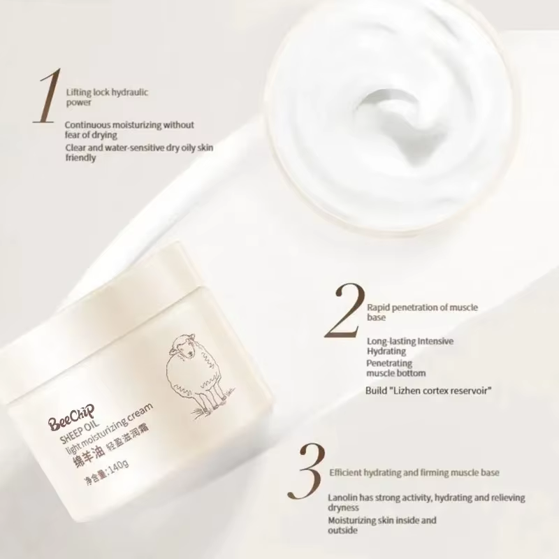 Crème hydratante pour le visage, soin pour la peau, lanoline, non grasse et absorbante rapidement, m