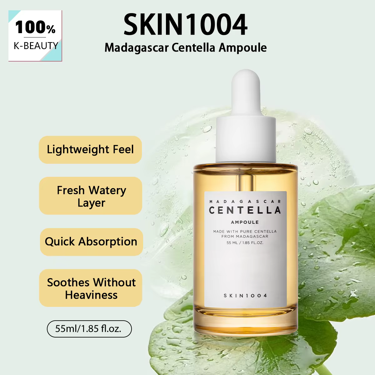 SKIN1004 Ampoule à la Centella de Madagascar 55ml, apaisante et rafraîchissante ​ Lissage des tons r