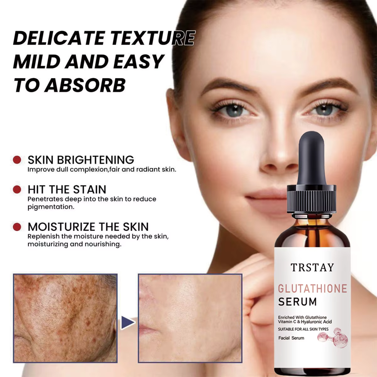 Essence de glutathion, fermez la peau, fraîche et non sèche, hydrate la peau