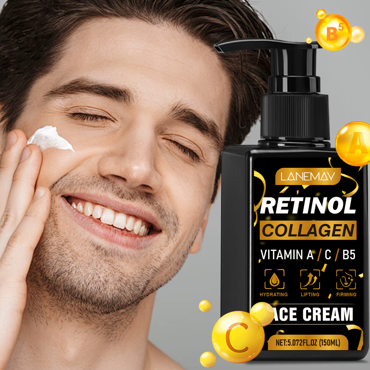 Crème visage rétinol pour hommes, formule vitaminée A C hydrate resserre la peau non grasse, texture