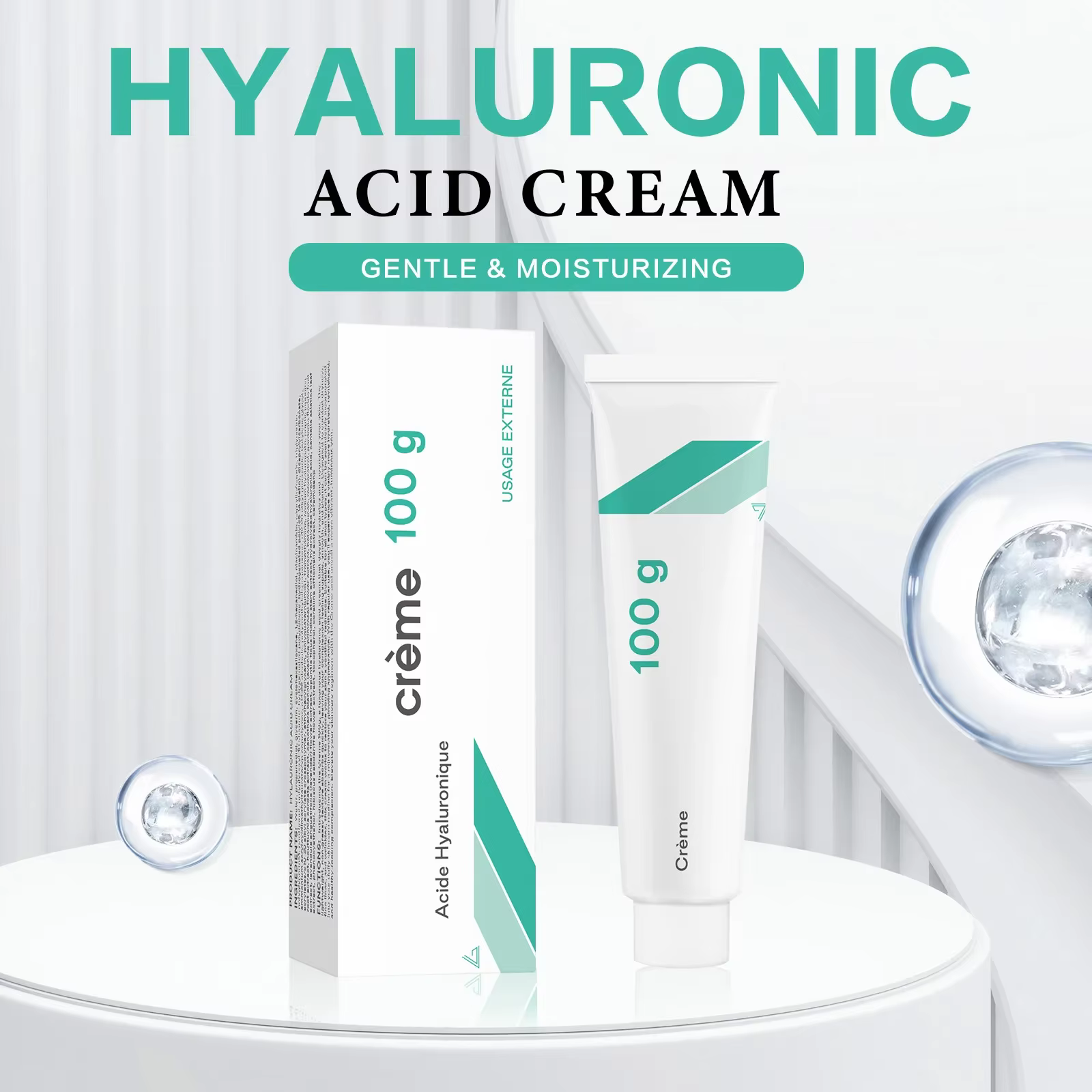 Crème à l'acide hyaluronique premium 100 g – Hydratation profonde, anti-âge et éclaircissante pour t