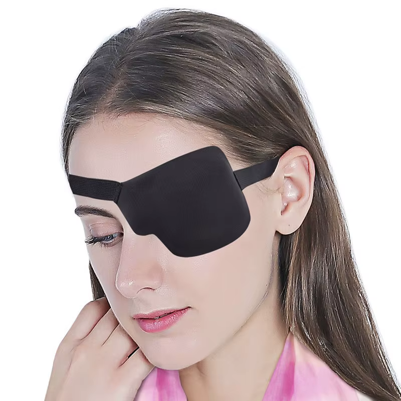 Patch oculaire unique noir gauche et droit, rainure en mousse 3D réglable, pour les yeux paresseux, 