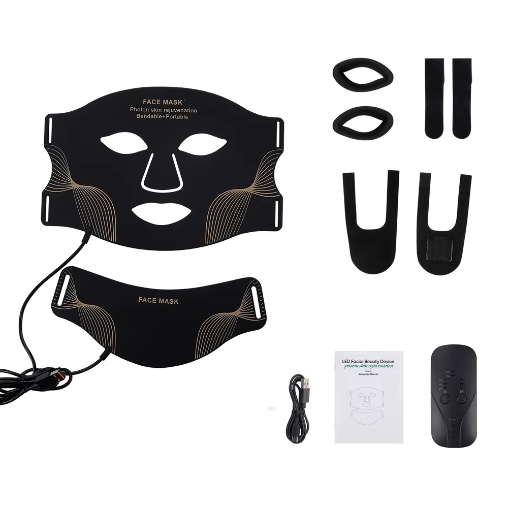 Masque facial LED sans fil avec cou 7 couleurs masque LED en Silicone masque de beauté Photon serrer