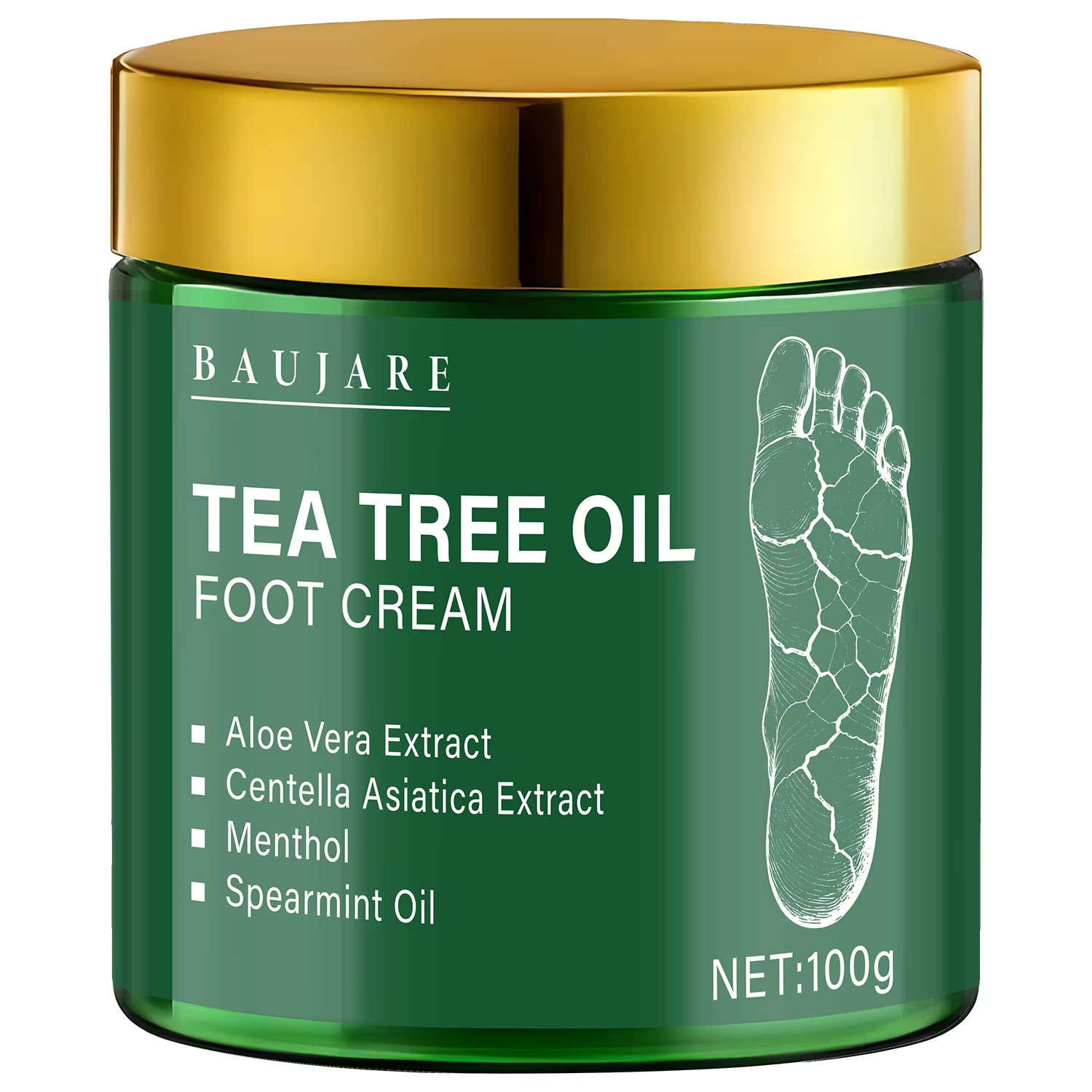 Crème pour les pieds à l'huile d'arbre à thé à l'aloe vera et au menthol - Hydrate et adoucit la pea