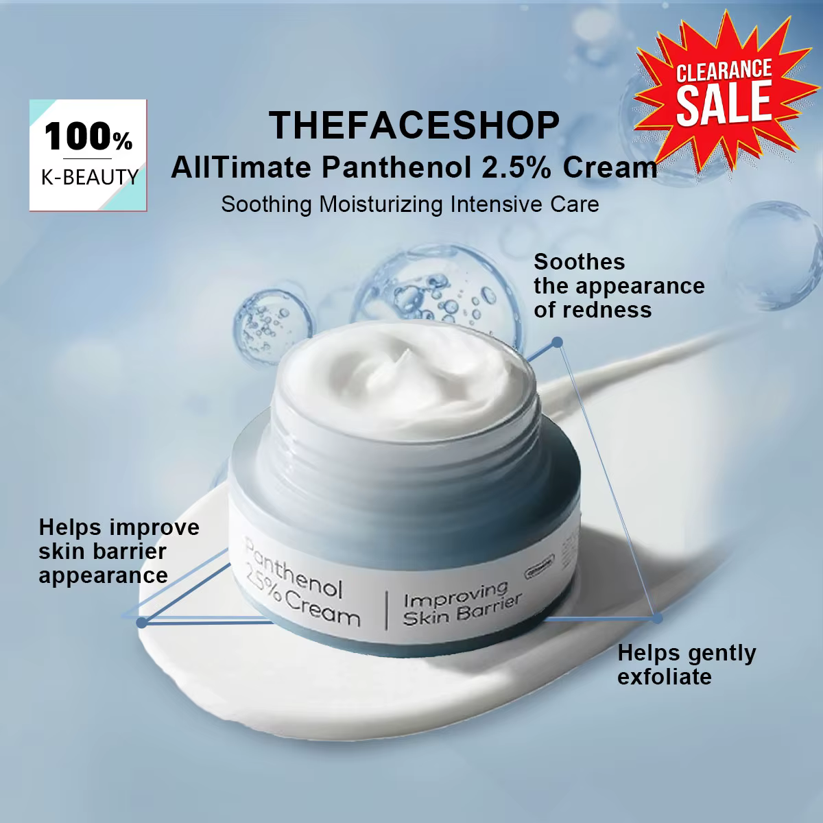 [Soldes] Crème THE FACE SHOP ALLTIMATE PANTHENOL 2.5%, apaisante ​ Hydratant, doux et réparateur de 