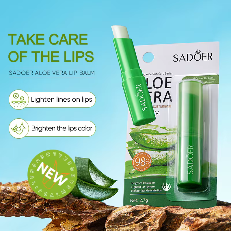 Baume à lèvres à l'aloe Vera/Rose, hydratant en profondeur + exfoliant doux, longue durée pour décol