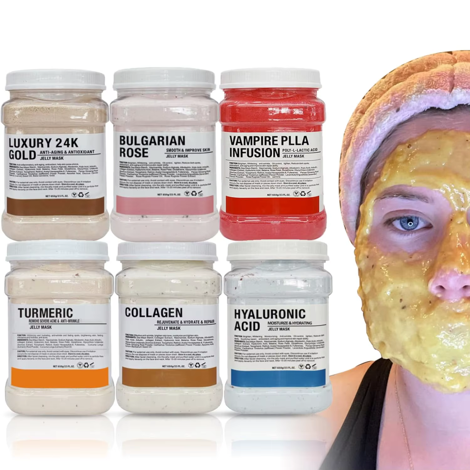 Masque de gelée en poudre, 6 pièces, vente en gros, 650G, masques professionnels, utilisation en Sal