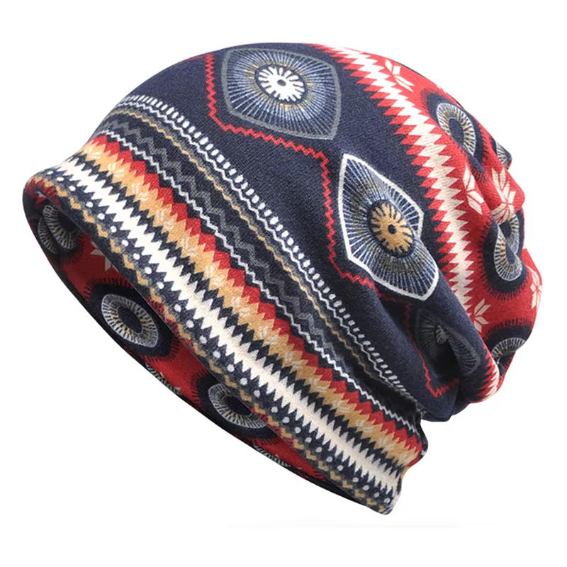 Chapeau de couchage respirant Baotou pour homme, écharpe graffiti, capuche à double usage, chapeau bohème rayé, haute qualité, 600