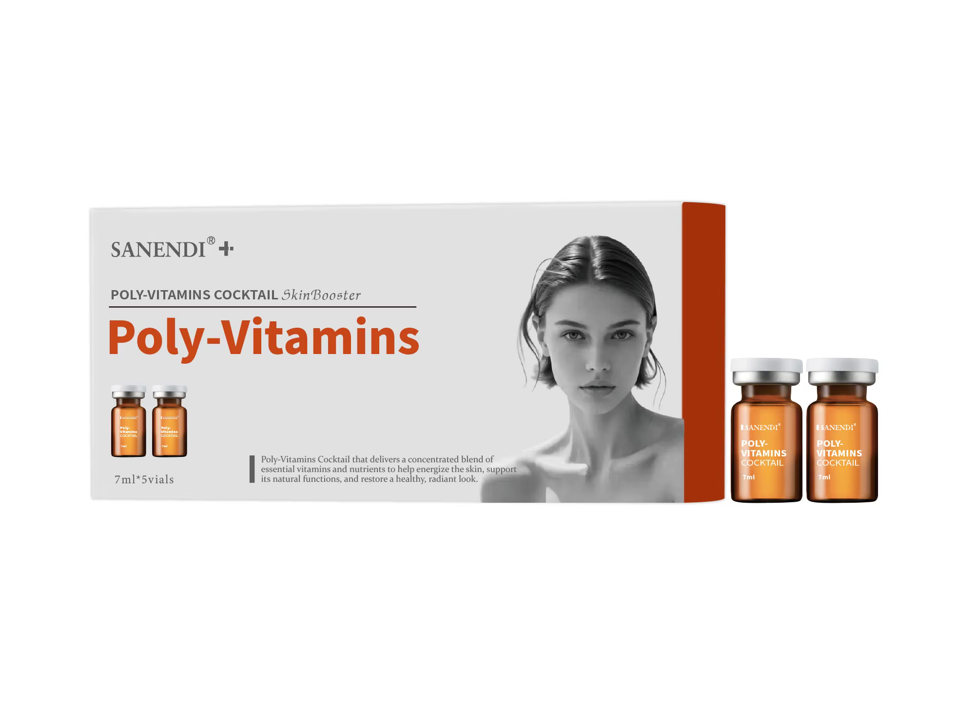 SANENDI Radiance Cocktail Booster de peau Essence hydratante et améliorant la lueur pour un look lumineux et rafraîchissant 7 ml * 5 flacons