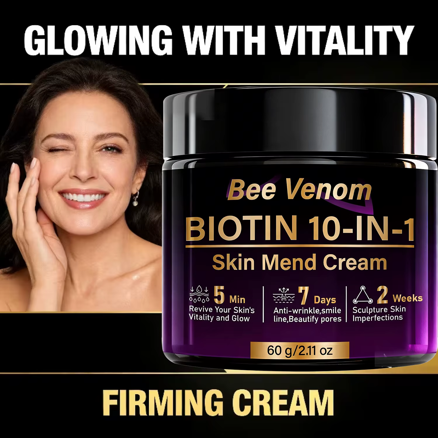 Crème réparatrice pour la peau au venin d'abeille et à la biotine 10-en-1