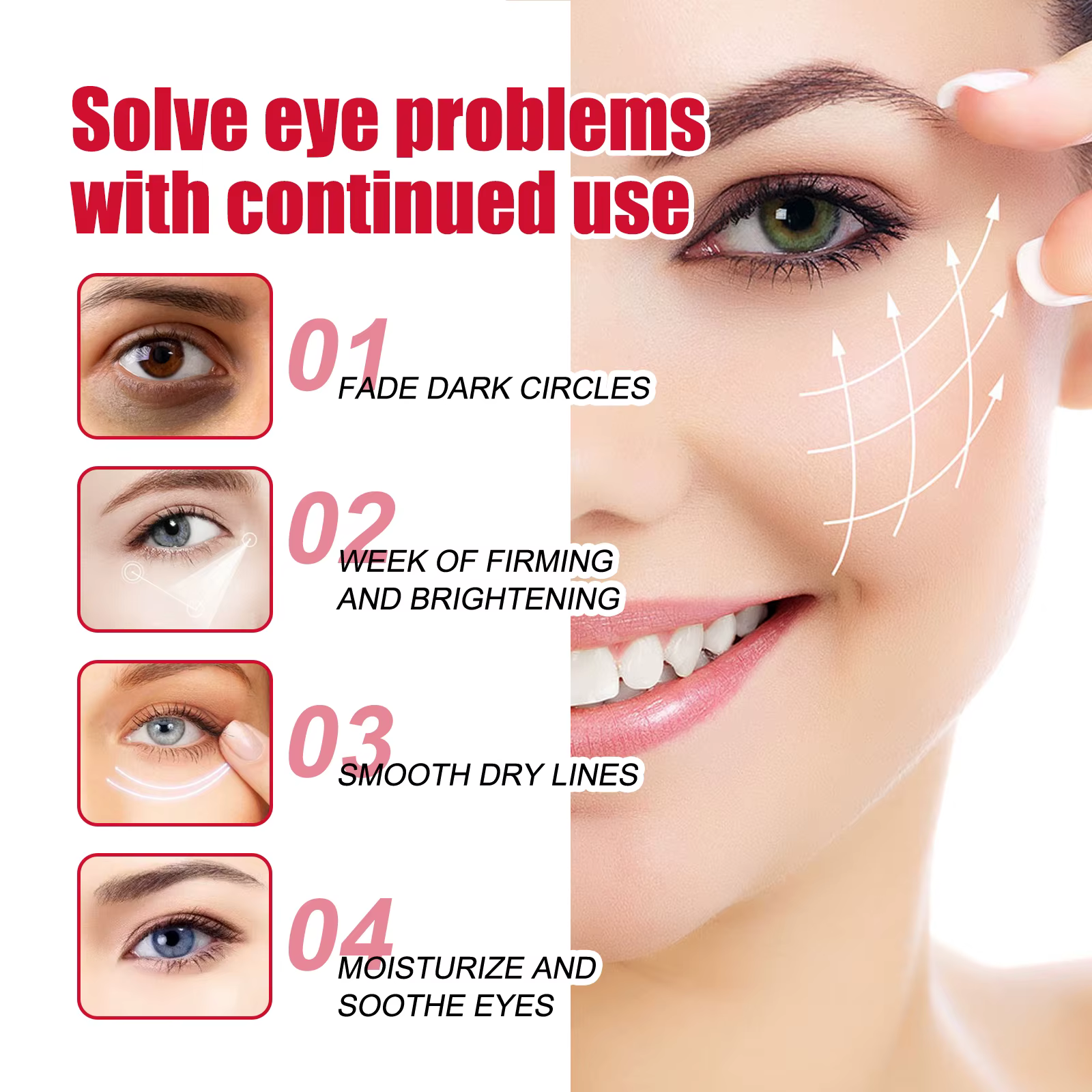 Crème pour les yeux au rétinol, éclaircit les rides, éclaircit les cernes, raffermit la peau, réparation instantanée, essence liquide pour les yeux, soin des yeux pour femmes