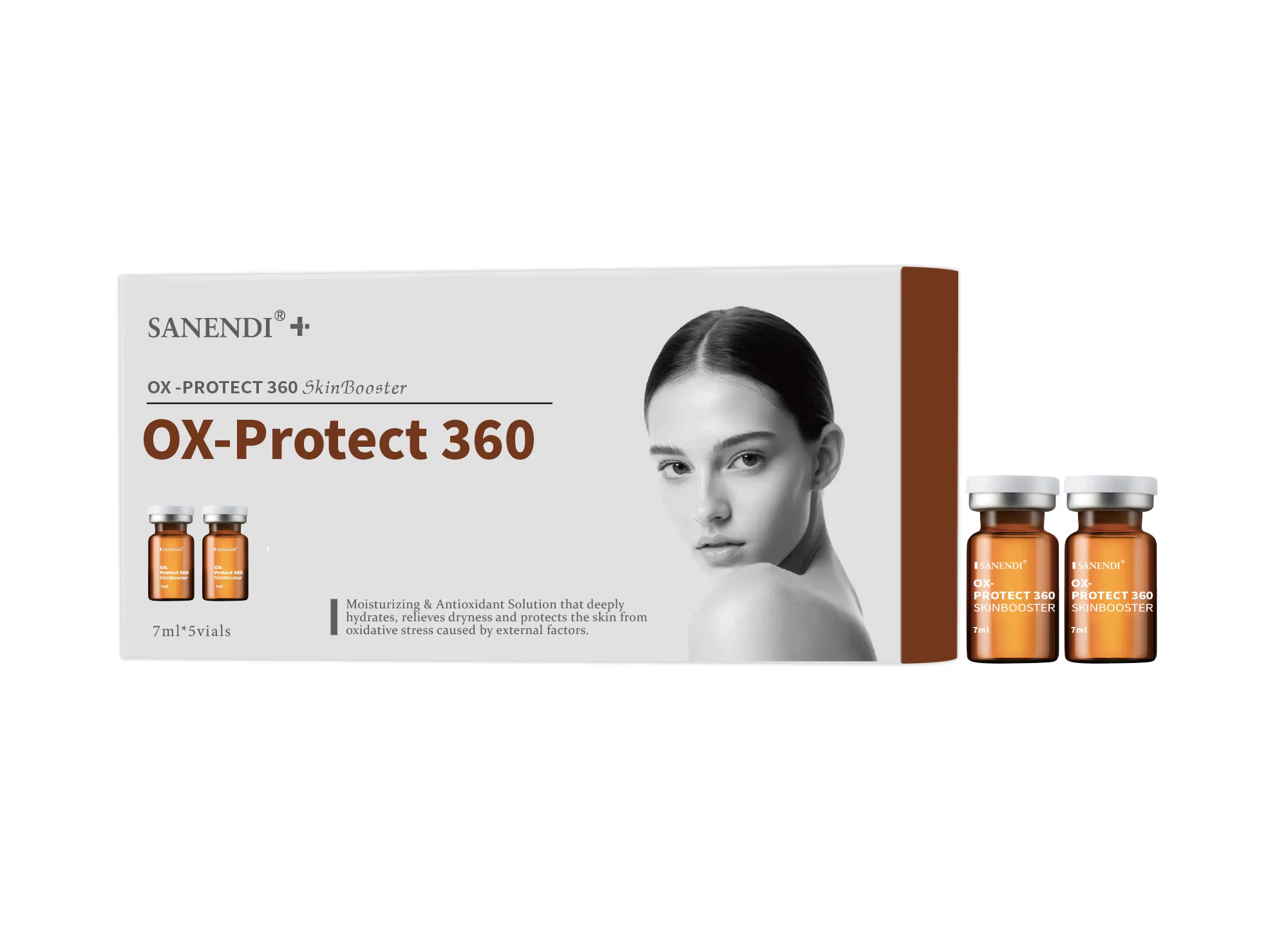 SANENDI Radiance Cocktail Booster de peau Essence hydratante et améliorant la lueur pour un look lumineux et rafraîchissant 7 ml * 5 flacons