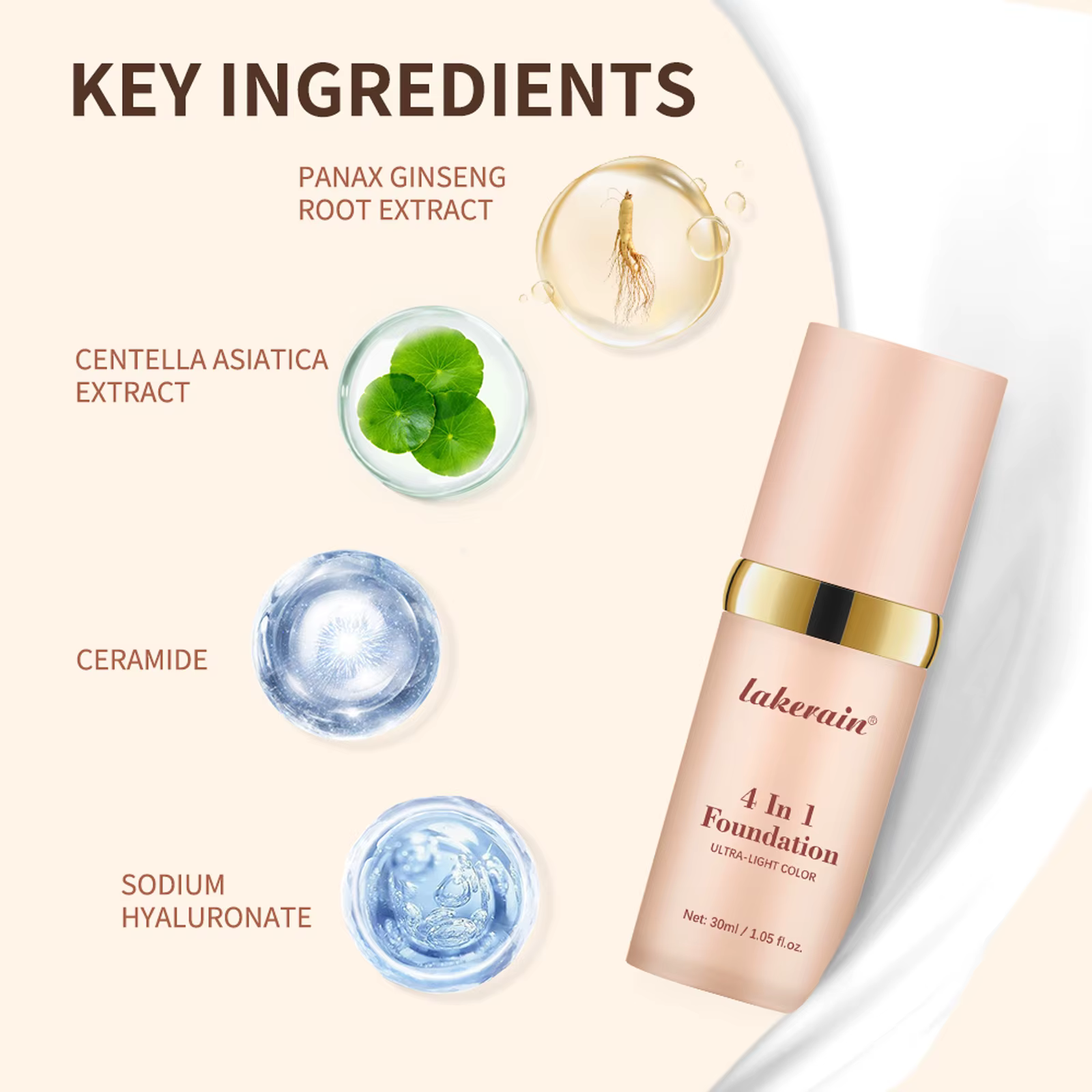 Fond de Teint Liquide Hydratant 4-en-1 SPF30+ Changeant de Couleur