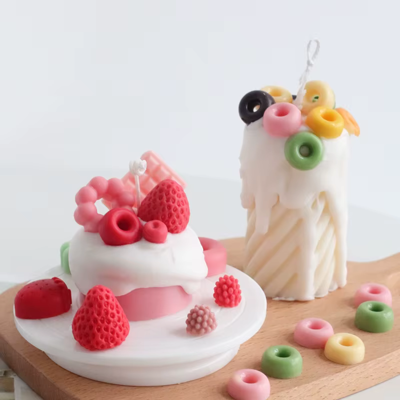 Moule à bougie à gâteau en émail crème, bricolage, cercle de beignet, décoration en Silicone, moule à biscuits au chocolat, moules en résine, outils de décoration de gâteaux