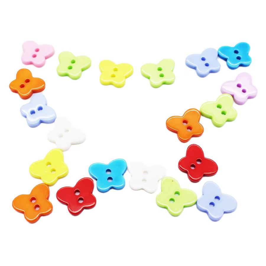 Boutons de couture en résine boutons papillon pour Scrapbooking boutons artisanaux de couture boutons décoratifs enfants Botones 2 trous 100 pièces