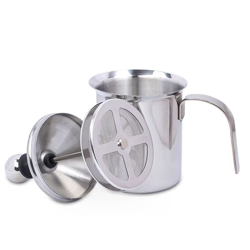 Mousseur à lait manuel 400 ml en acier inoxydable pour cappuccino, crèmeur à lait, mousseur à café, appareil de cuisine