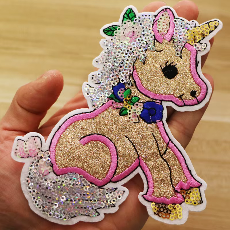 Écussons à paillettes de dessin animé pour vêtements, autocollants de bricolage, applique sur les vêtements, patch animal Nairobi Orn, gril