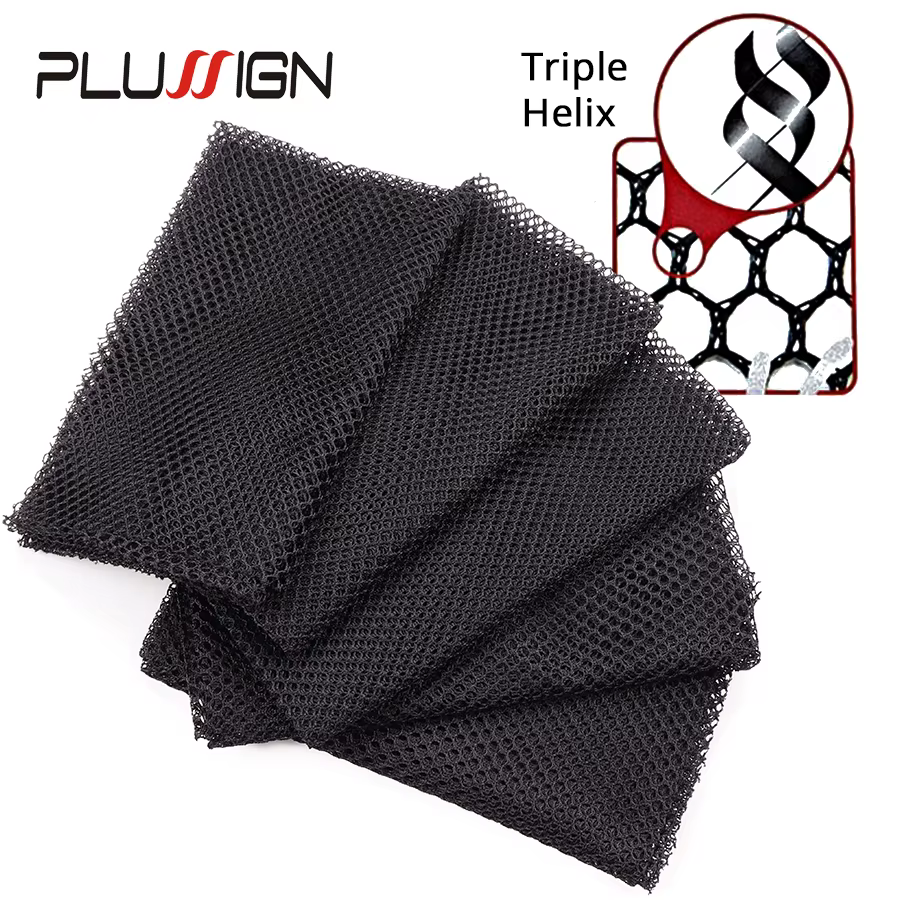Filet de tissage de cheveux en tissu respirant de taille généreuse, filet noir en Polyester de Style libre à grand trou