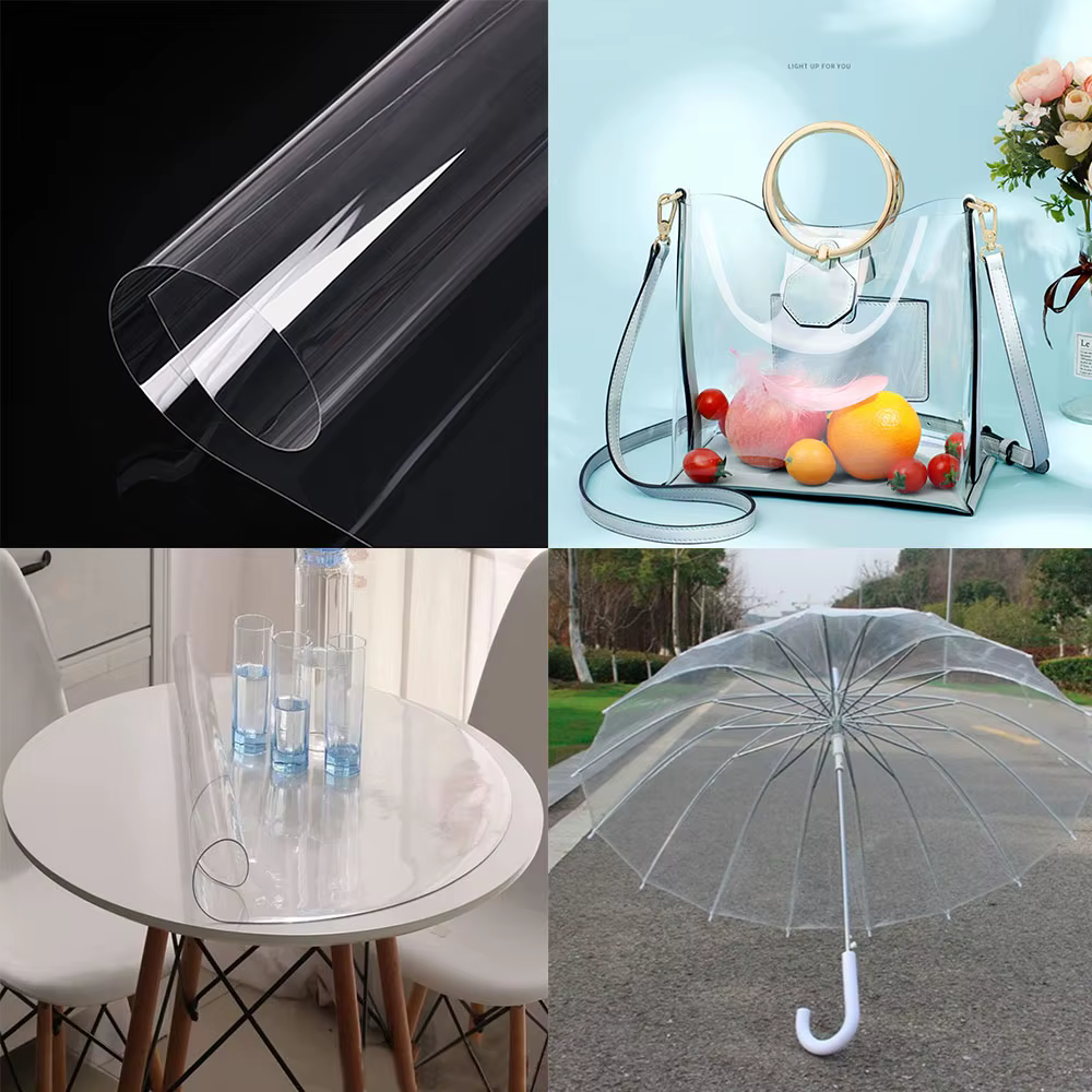 Tissu PVC Transparent Ultra-Transparent, tissu en verre doux, cristal imperméable, décoration artisanale, feuilles de protection