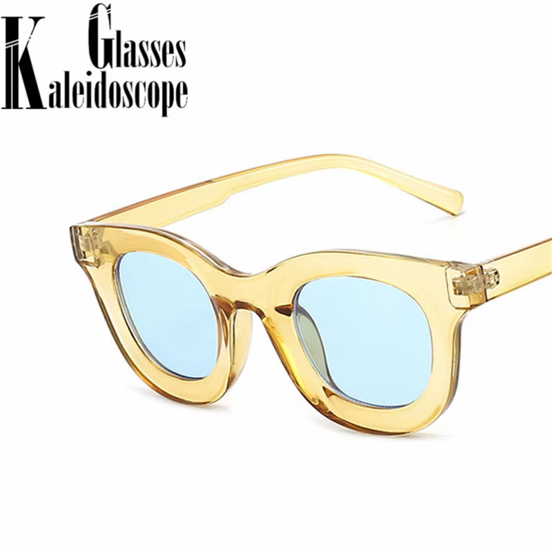 Lunettes de soleil rondes concaves pour femmes marque de mode concepteur petites lunettes de soleil hommes Vintage Hip Hop jaune bleu lunettes dame UV 400