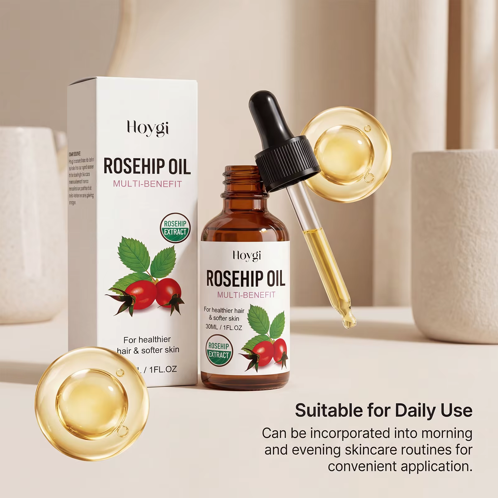 Huile Essentielle Naturelle de Rose Musquée Anti-Âge