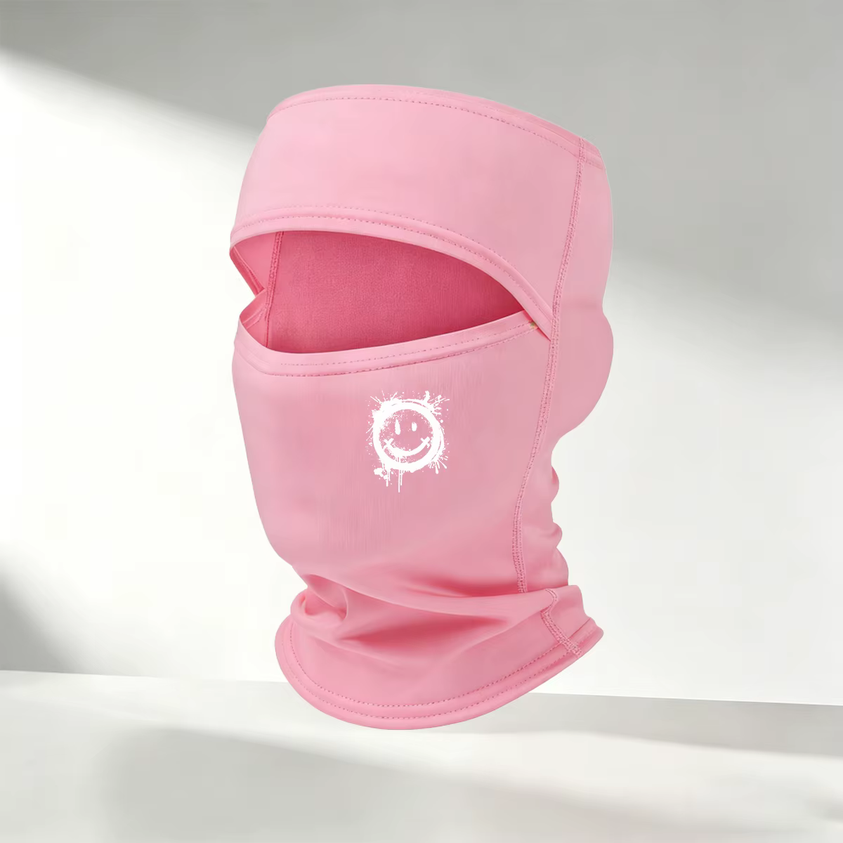Masque balaclava imprimé avec un visage souriant graffiti, masque facial complet coupe-vent fin, masque respirant pour le cou pour les sports de plein air