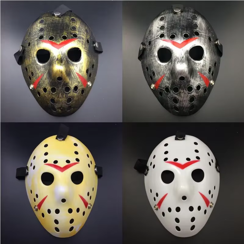 Masque de hockey d'Halloween de 24 cm, masque effrayant Jason Voorhees de la série Friday the 13th, masque de cosplay pour adultes pour fête d'Halloween
