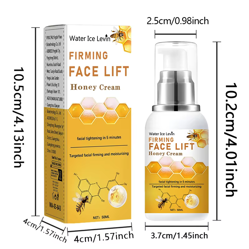 Crème de lifting instantanée au miel et pour la peau ferme