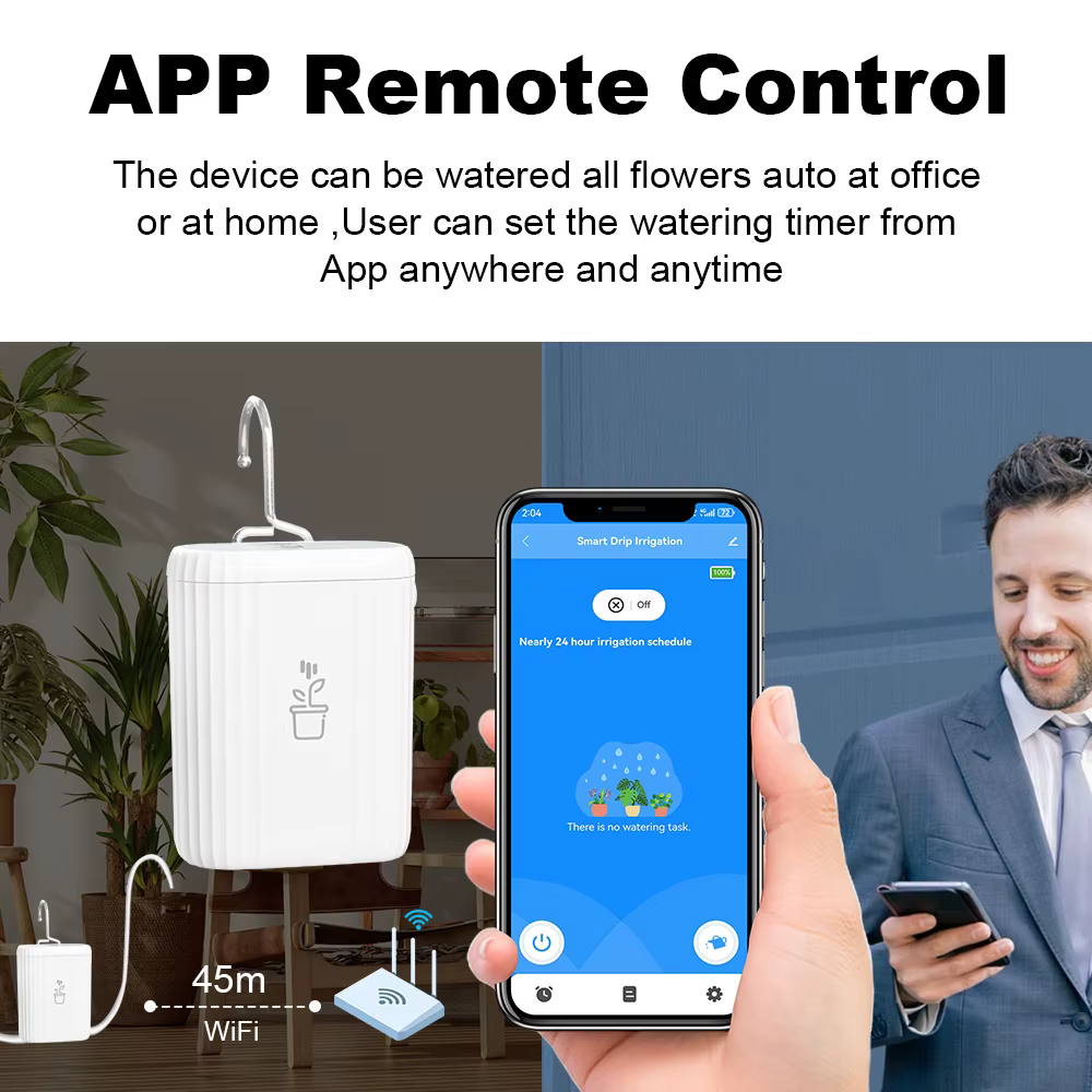 Dispositif d'arrosage intelligent WiFi, système d'irrigation goutte à goutte automatique programmé, contrôle à distance par application, arrosage automatique pour plantes d'intérieur