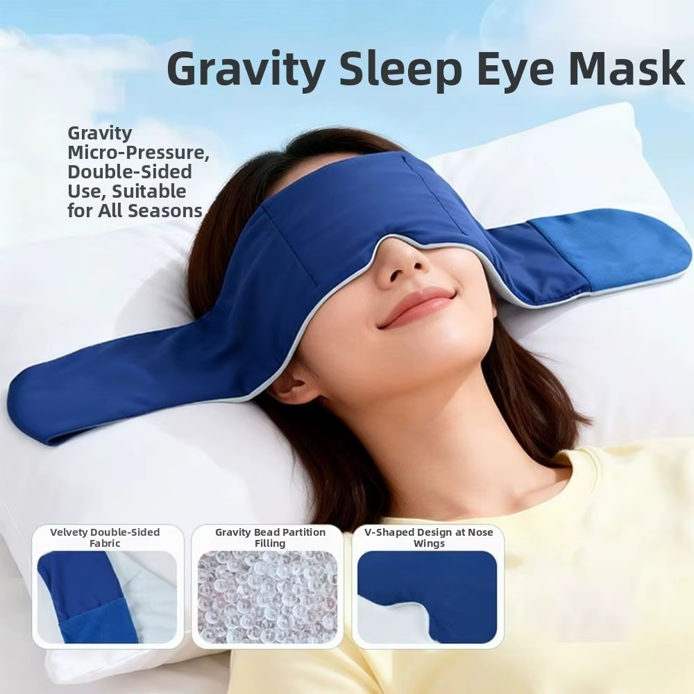 Masque oculaire ultra léger lesté par gravité, doux, respirant, double face, bloquant la lumière, respectueux de la peau, aide au sommeil