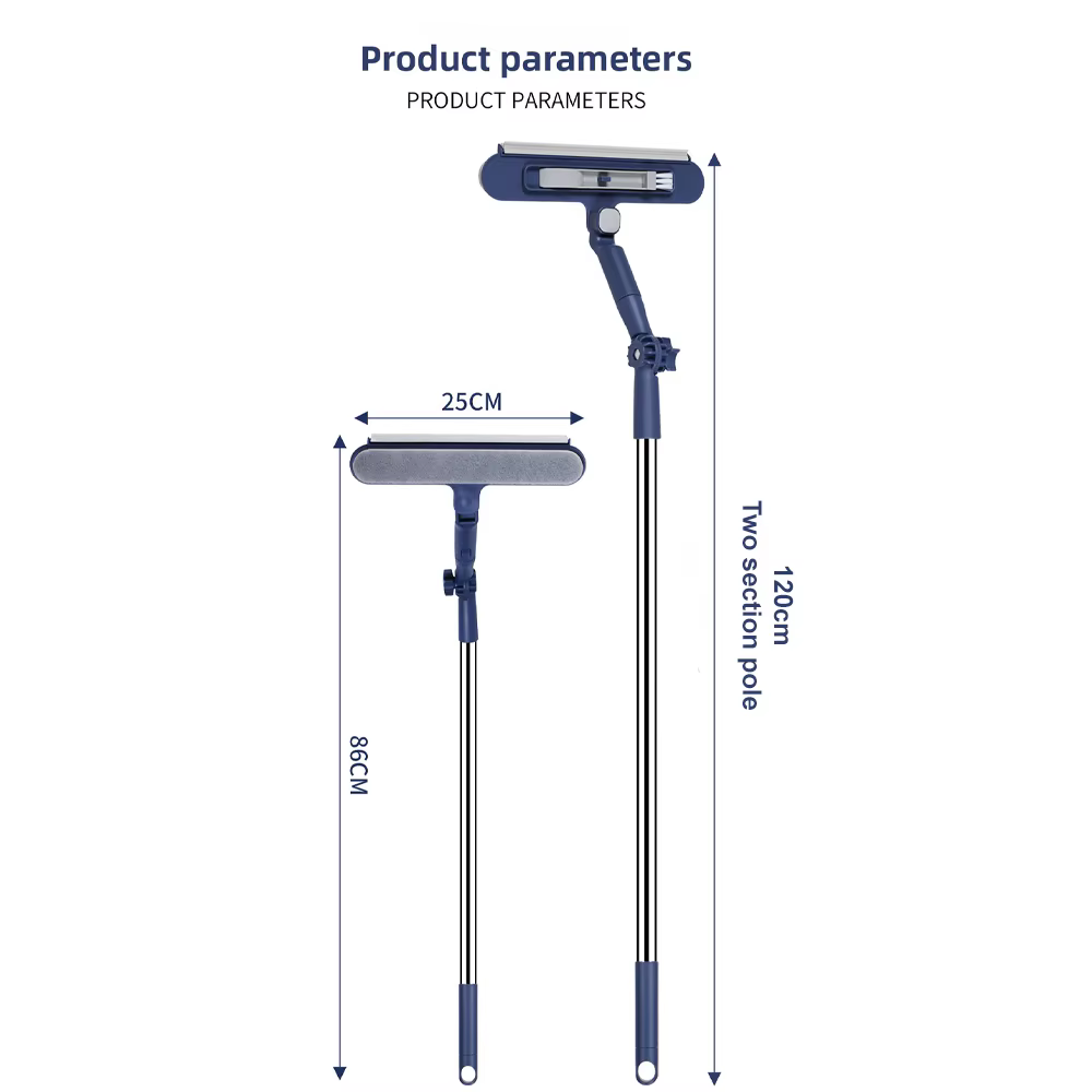 Nettoyeur de vitres double face 120 cm pour fenêtres hautes – Outil de nettoyage de vitres sans angle mort pour la maison et l'extérieur