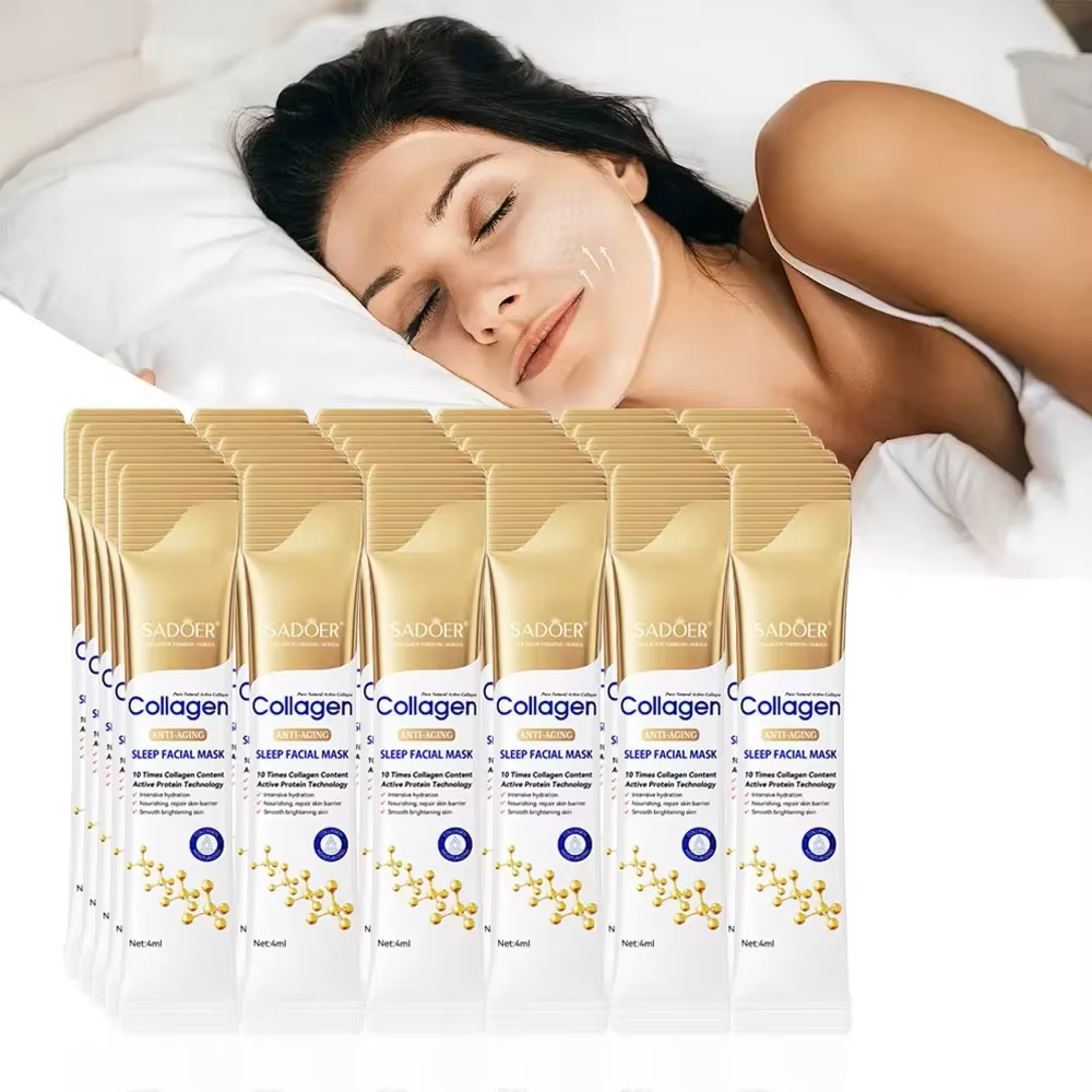 30 pièces SADOER collagène dormir masques faciaux visage soins de la peau hydratant éclaircissant raffermissant