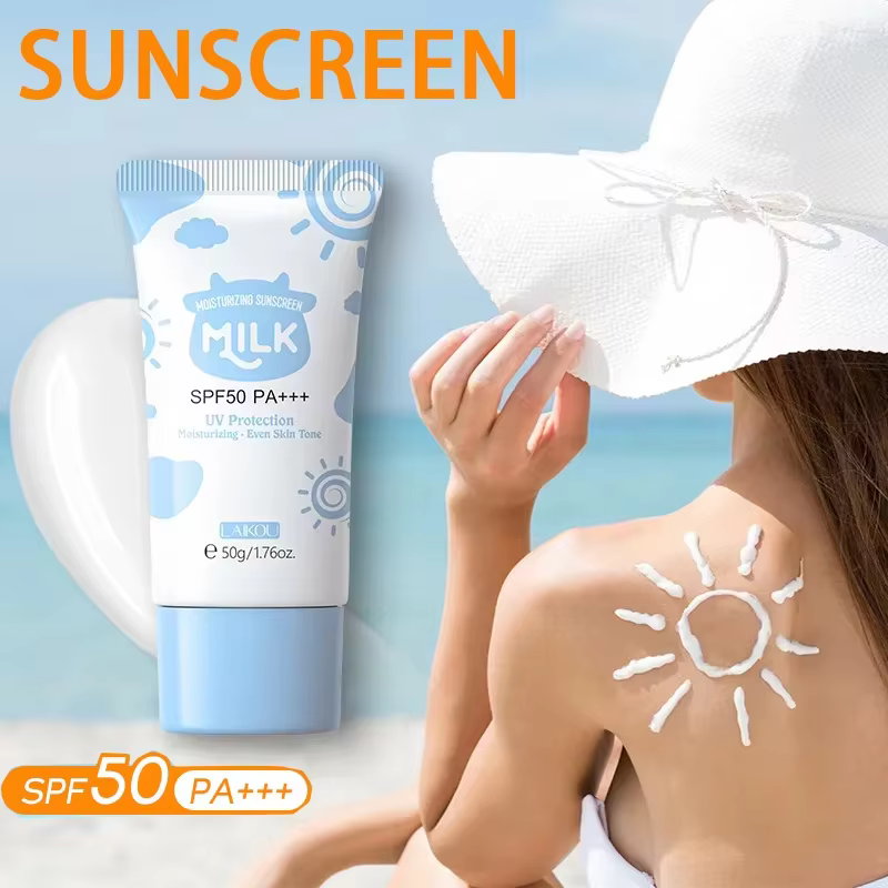 LAIKOU Crème solaire au lait SPF50 PA+++ 50g Protection UV Hydratante Unifie le teint Lotion