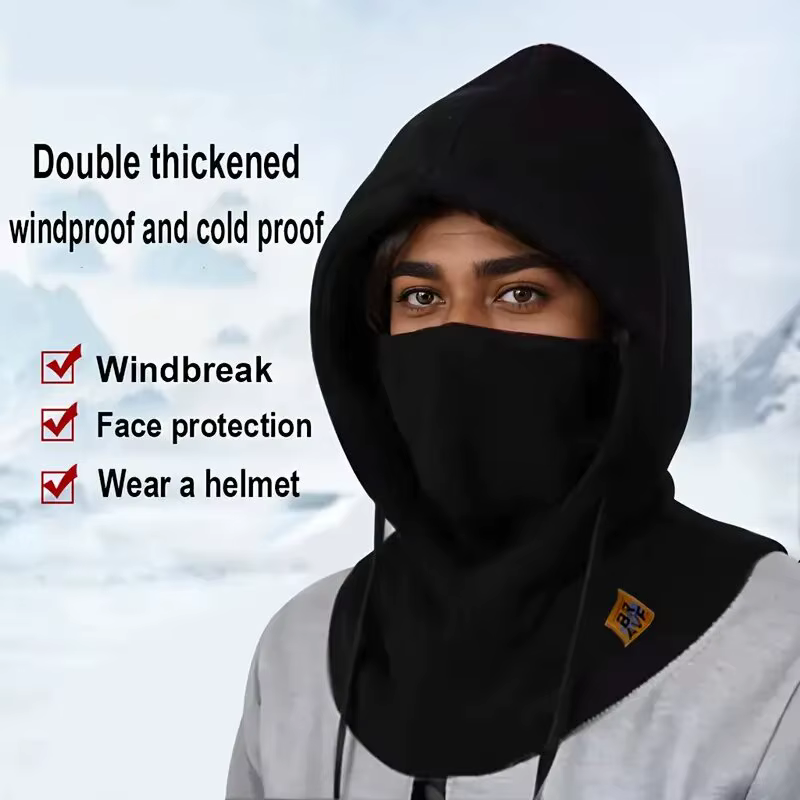 Chapeau d'hiver chaud avec masque et cache-cou 3-en-1, cagoule coupe-vent pour hommes et femmes, chapeau masqué pour le cyclisme, protection contre le froid