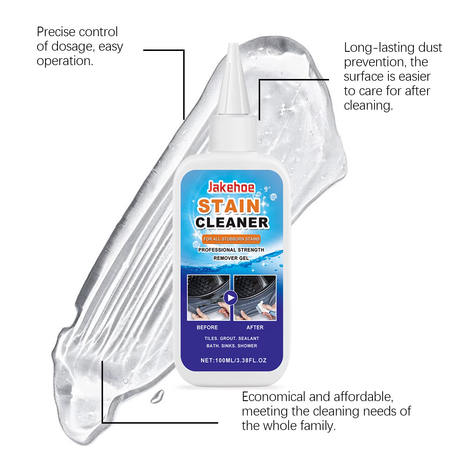 Nettoyeur de taches domestique, Gel dissolvant de force professionnel, Gel répulsif anti-moisissure polyvalent pour machine à laver et toilettes