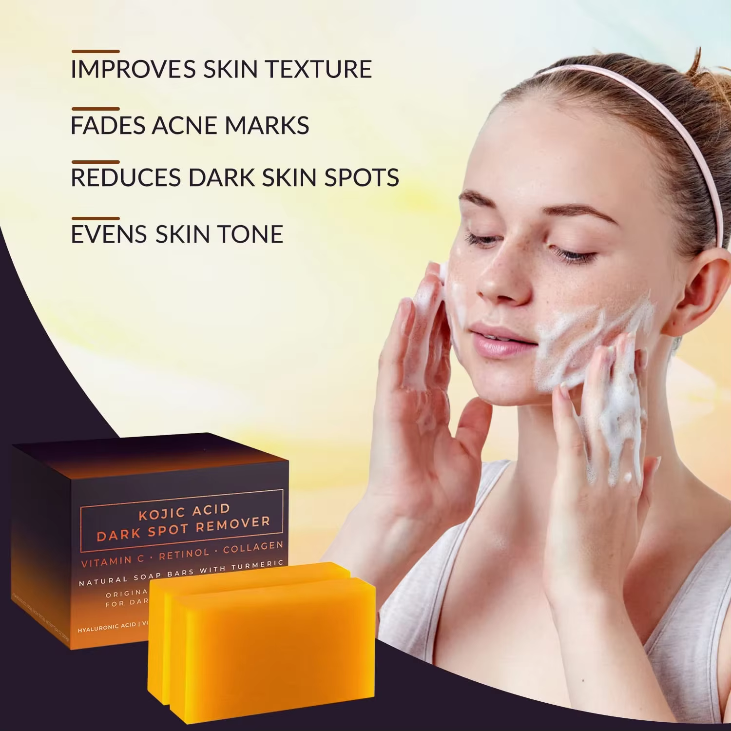 Savon artisanal éclaircissant à l'acide kojique pour les taches brunes – Soin profond hydratant et nettoyant pour une peau éclatante