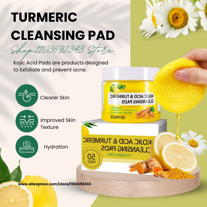Tampon de nettoyage au curcuma et à l'acide kojique