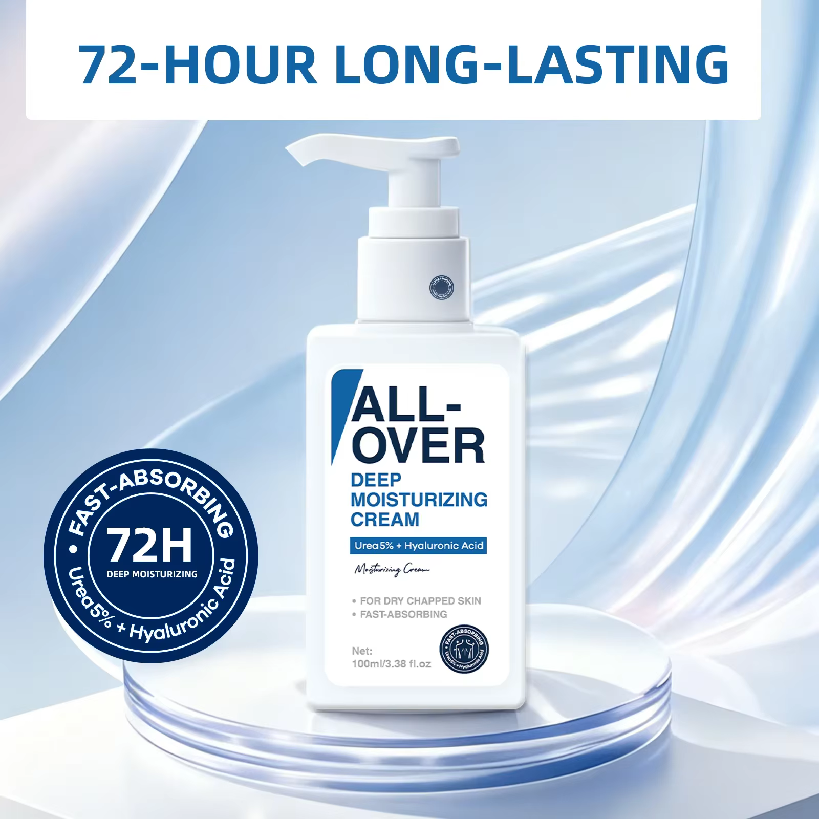 ALL-OVER crème hydratante en profondeur 100ml 5% urée acide hyaluronique hydratation peau sèche gercée Absorption rapide visage corps soins des mains