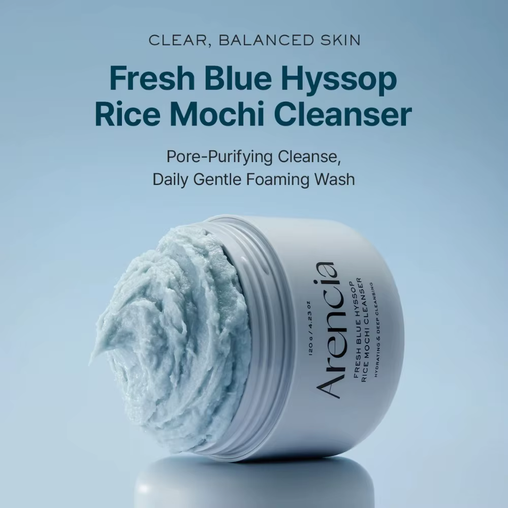Nettoyant Mochi au riz frais Arencia 120g Hyssop bleu Thé vert Rose musquée Camomille Nettoyage en profondeur doux Hydratant Peau éclatante