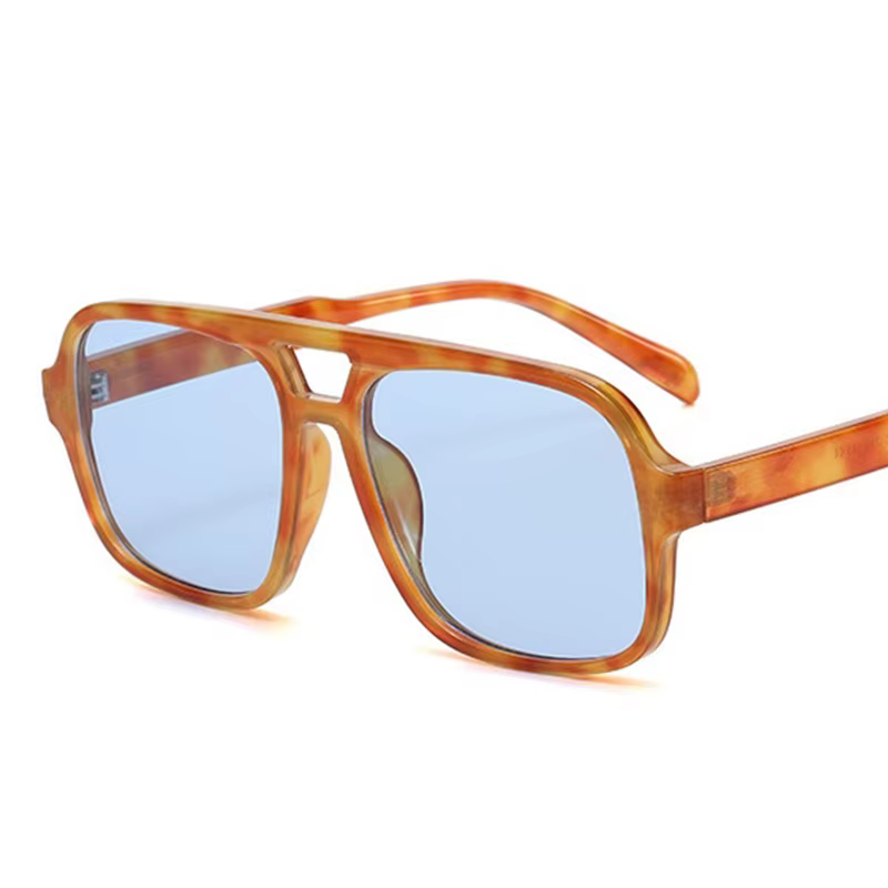 Lunettes de soleil carrées jaunes pour femmes, lunettes de soleil rétro à double pont, lunettes à grand cadre, lunettes de créateur de luxe, mode