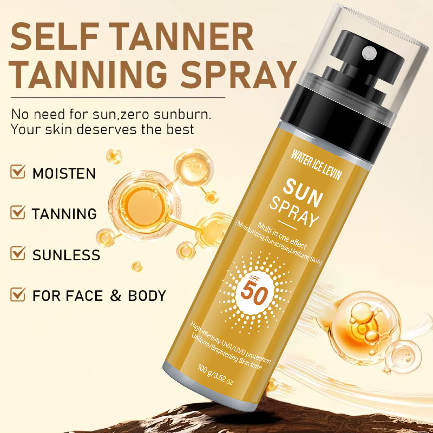 Water ice levin Spray Solaire SPF50 Crème